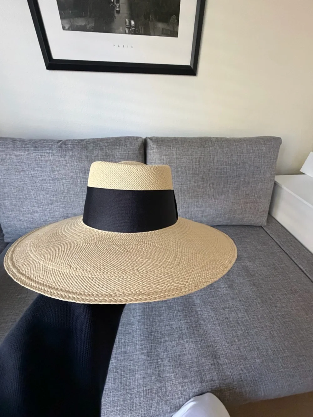 Women’s Wide-Brim Straw Sun Hat with Black Band